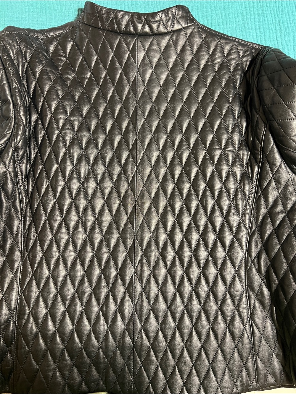 Vintage Jones New York Black Diamond Quilted Leather Zip Jacket - Picture 5 of 10